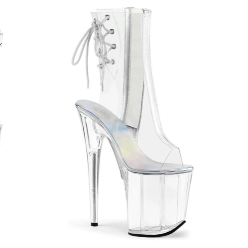 Pleaser 8” clear boots